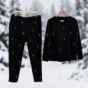 Lou & Grey Black Ski Sweatsuit Coordinated Set Size L